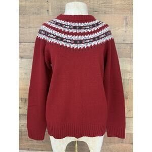 Vintage 1990s Woolrich Fair Isle Ruby Sweater Lambs Wool Sz M Heritage
